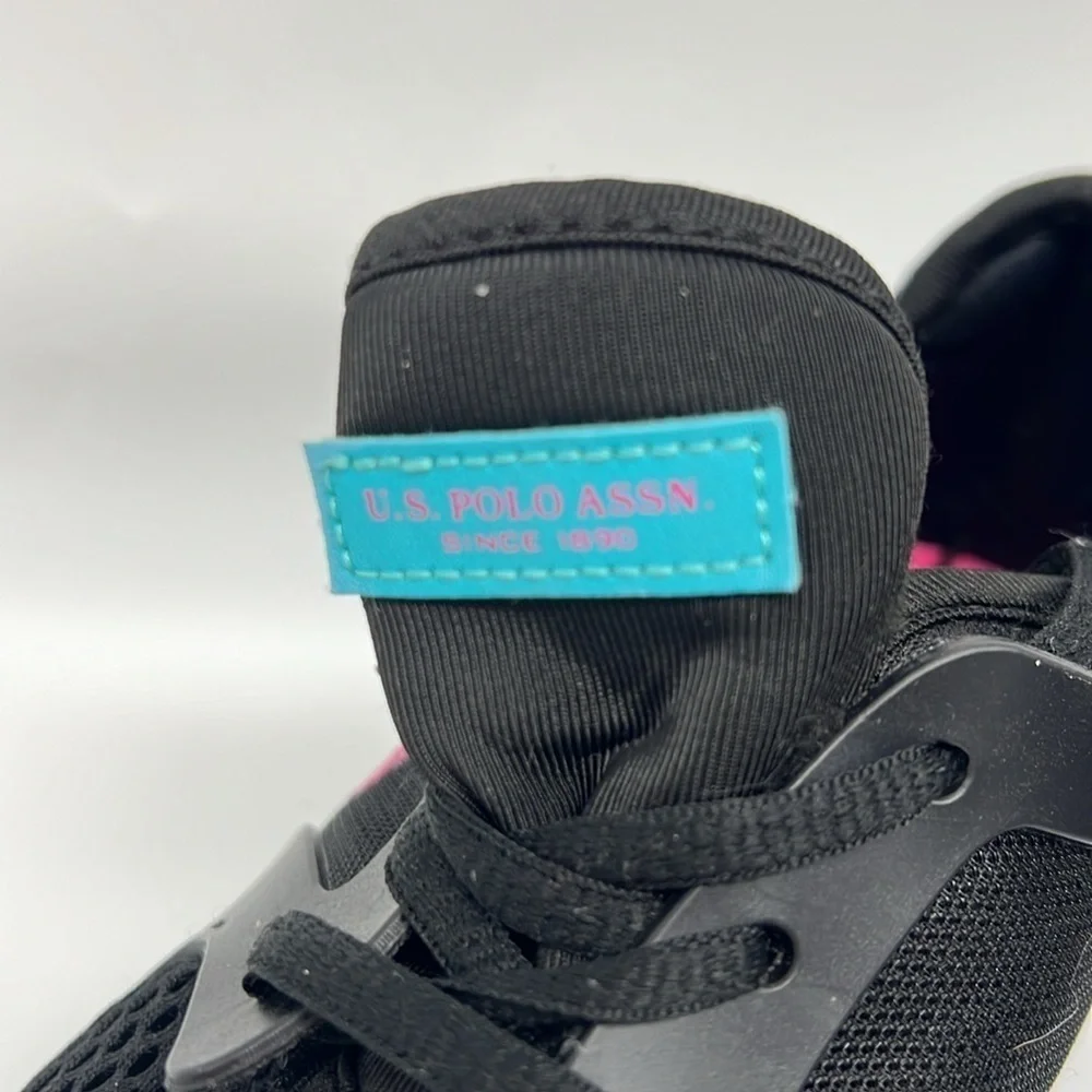 US Polo Association NW8110 Morale -M Black Sneaker Pink Turquoise Accents size 6